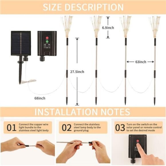 5 Pack Outdoor Solar Garden Lights, Solar Firework Light 600 LED Waterproof - Picture 5 of 8